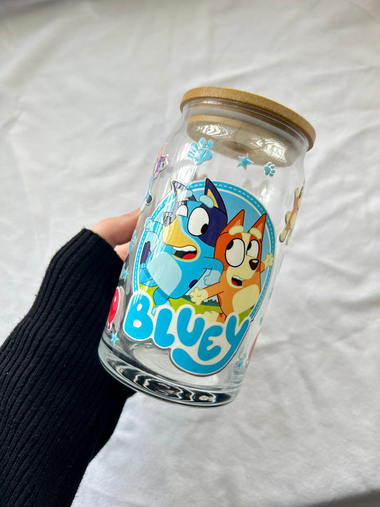 Bluey 16oz glass cup