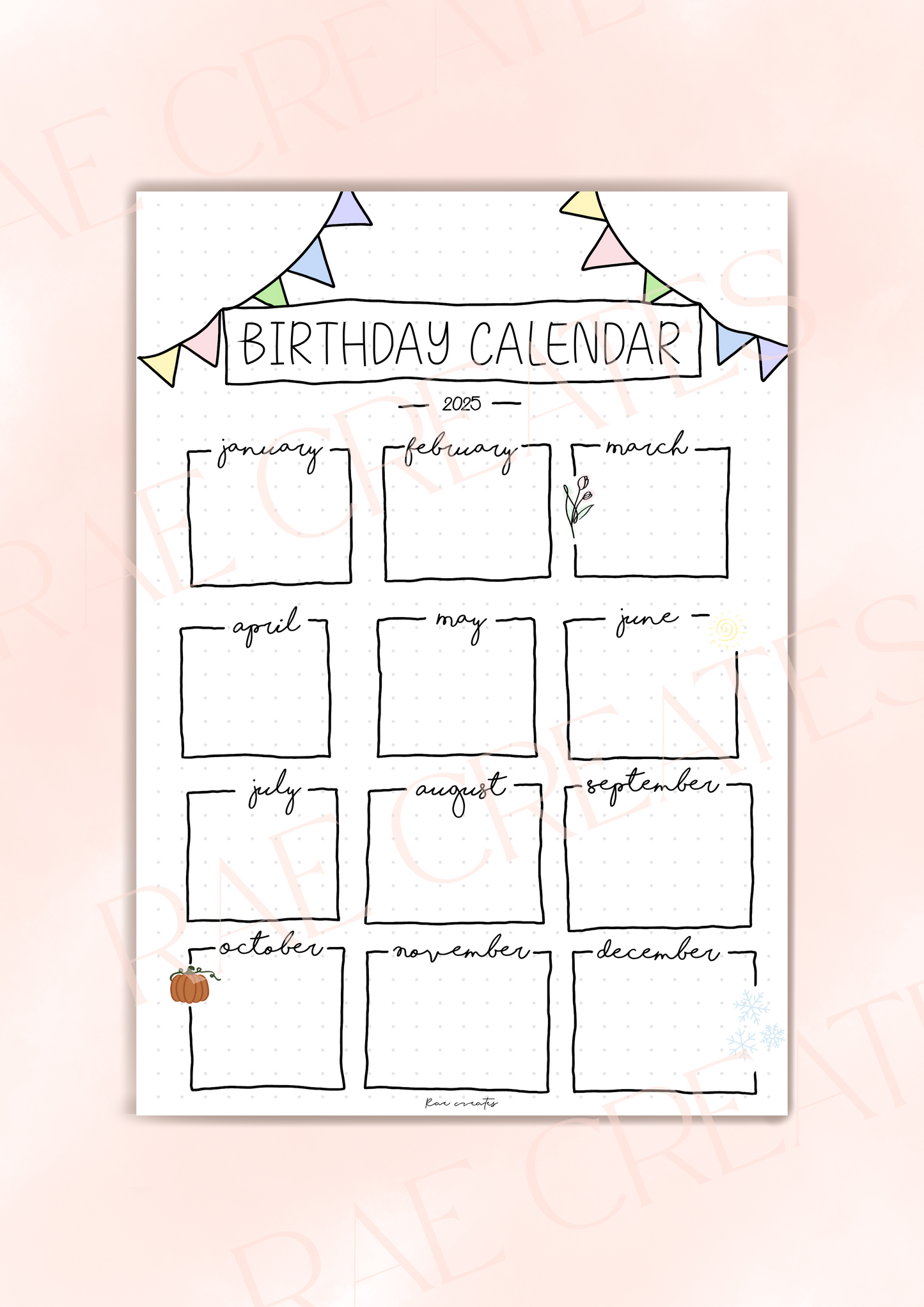 Birthday Calendar - Journal Spread