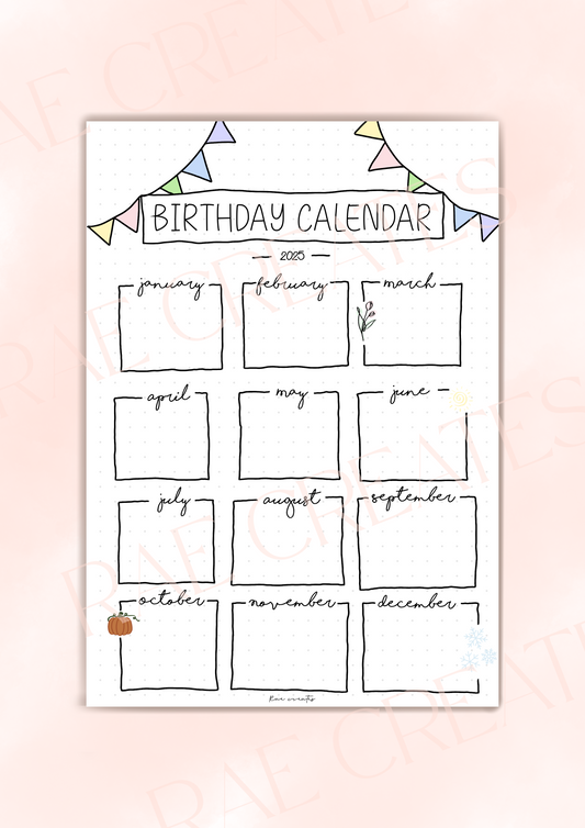 Birthday Calendar - Journal Spread