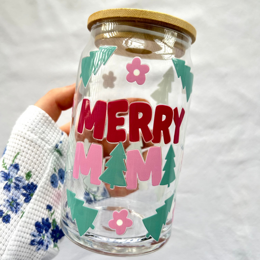 Merry Mama 16oz glass cup