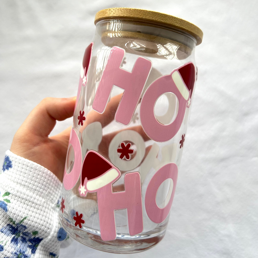 HO HO HO 16oz glass cup