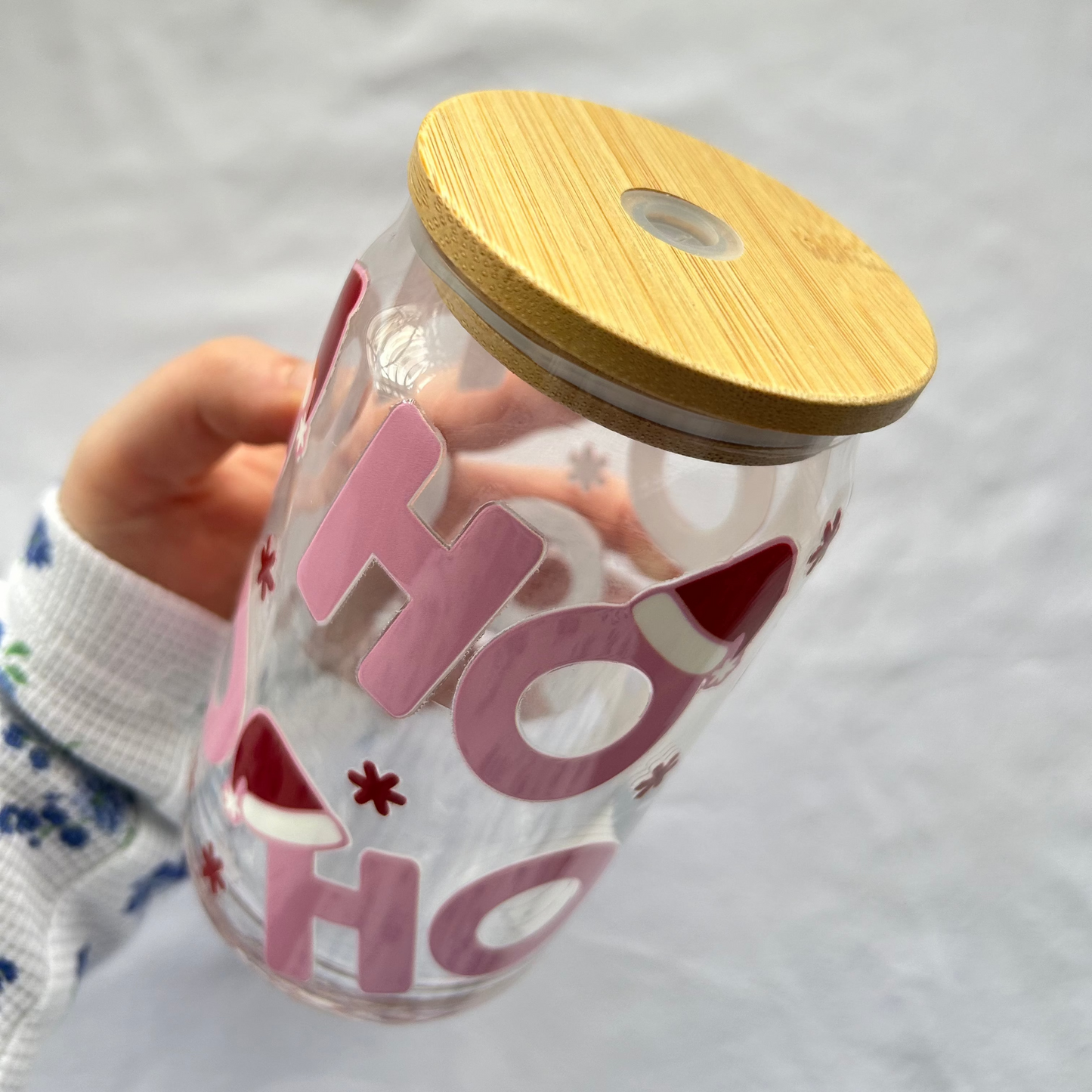 HO HO HO 16oz glass cup