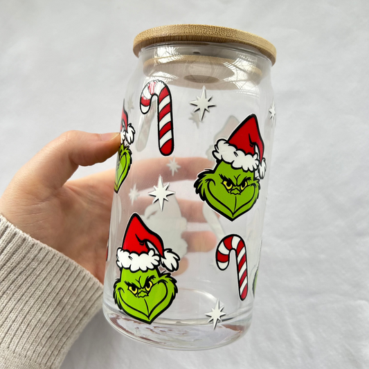 The Grinch 16oz glass cup