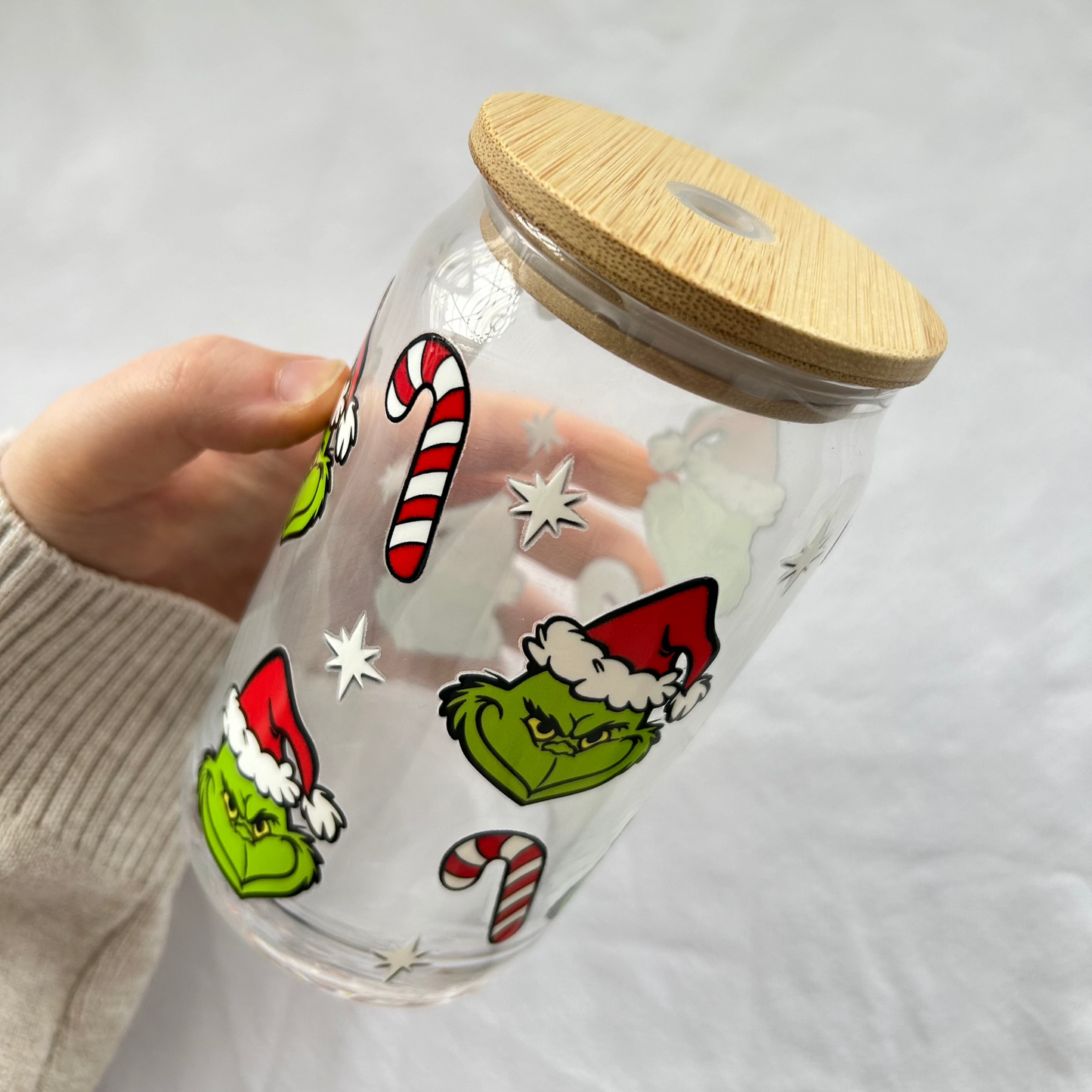 The Grinch 16oz glass cup