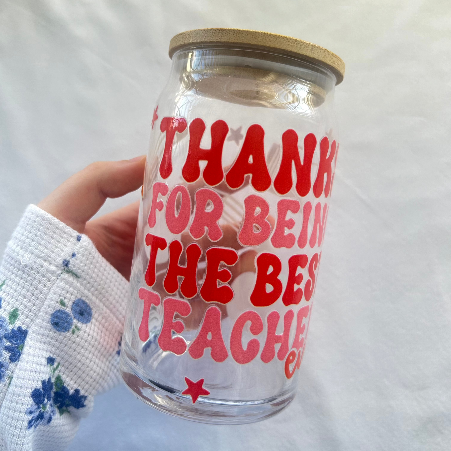 Best teacher 16oz glass cup