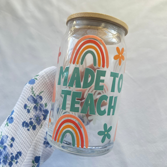 Made to teach 16oz glass cup